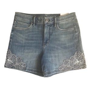 WHBM Everyday Soft High-rise 5” Jean Shorts w Appliqué
